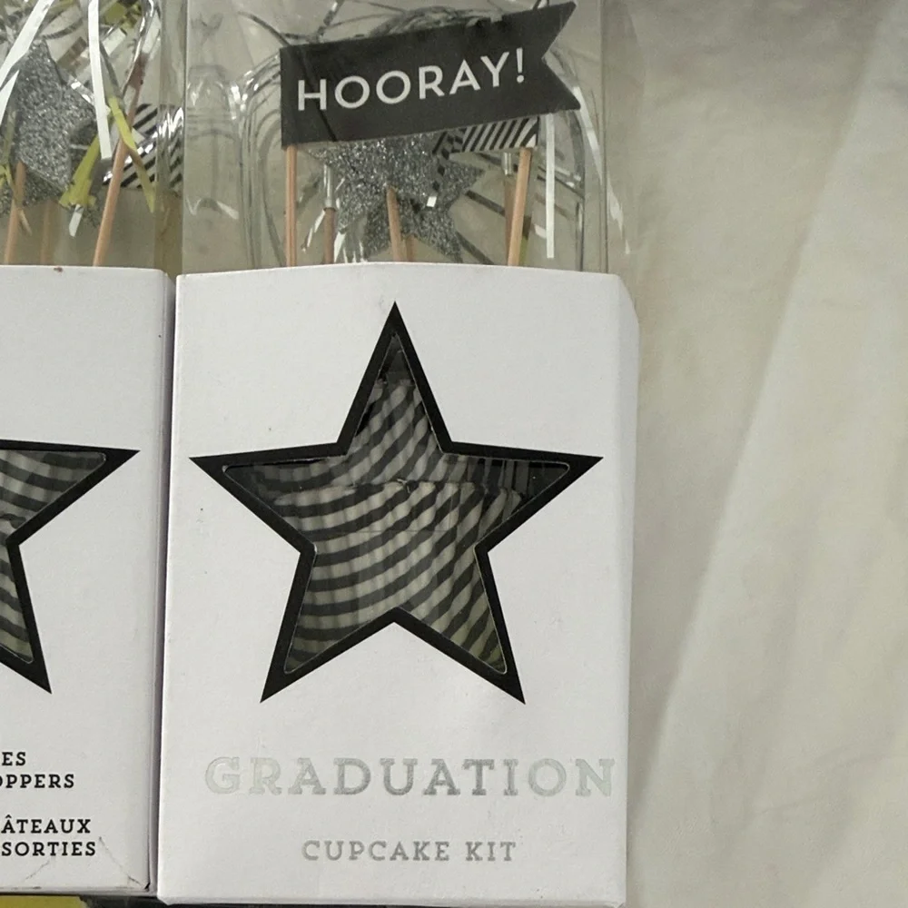 Graduation Cupcake Kit with Silver and Black Decorations